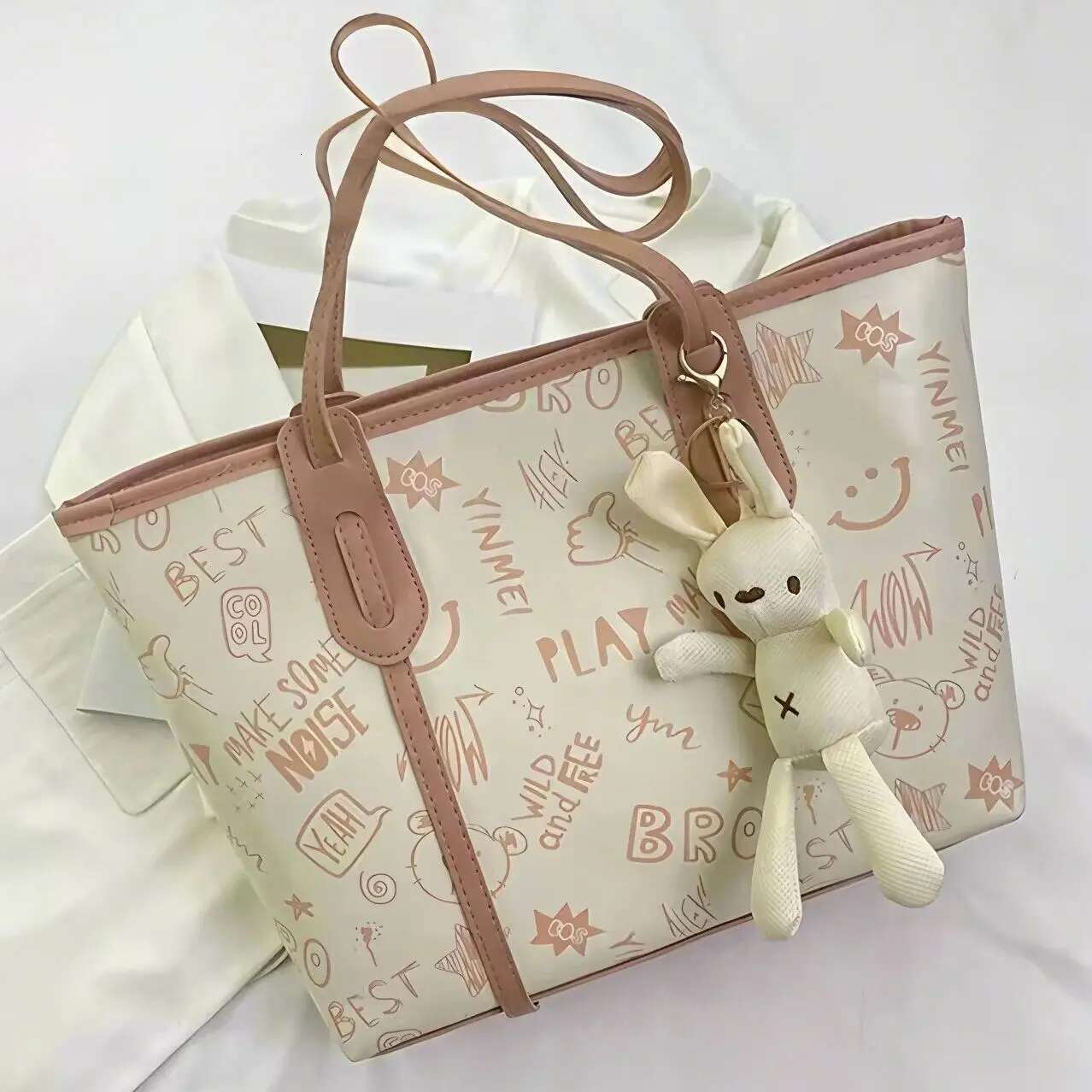Tote For Women Large Printed Everyday Travel Top Handle Handbag Shoulder Bag With Pendant