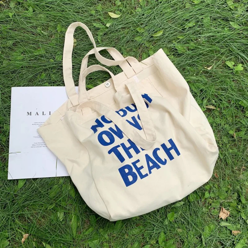 Large Canvas Bag Women Shoulder Handbag Female Letters Reusable Shopping Ladies Grocery Tote Bag Eco Friendly Bags 250311