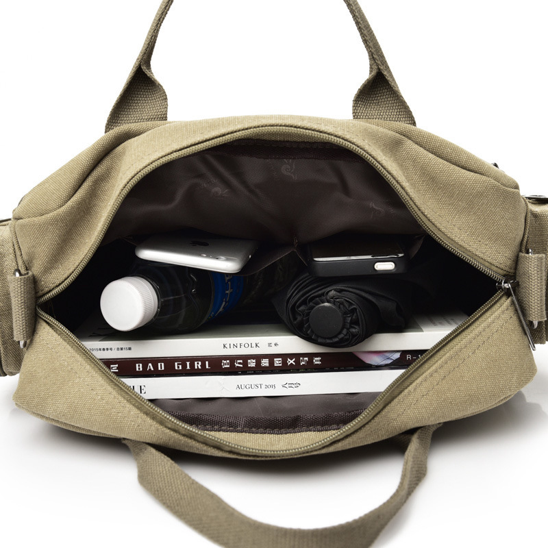 Multi compartment canvas fashionable shoulder business and leisure carrying crossbody bag, men's briefcase designer bag