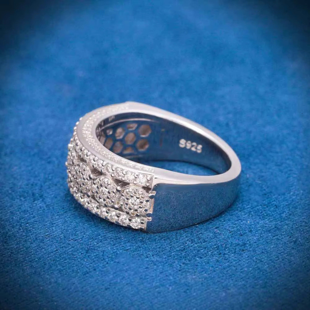 Top Selling Unisex 14k White Gold Hip Hop Rings Fine Jewelry Collection with Lab Grown Diamond Moissanite GIA Certified Weddings