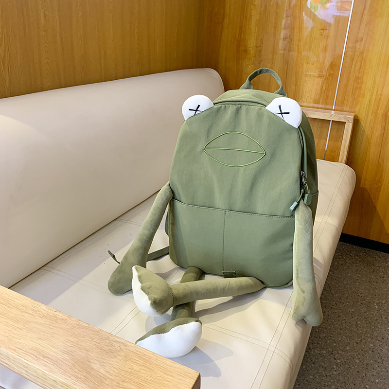 designer bag College style, niche, funny cute, ugly, cute little frog cartoon personality, internet celebrity backpack, trendy and cool backpack