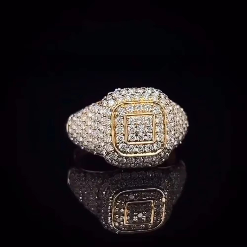 Hot Selling VVS Moissanite 925 Sterling Ring Yellow Gold Plated Engagement Gift for Men and Women-Diamond Test Passes