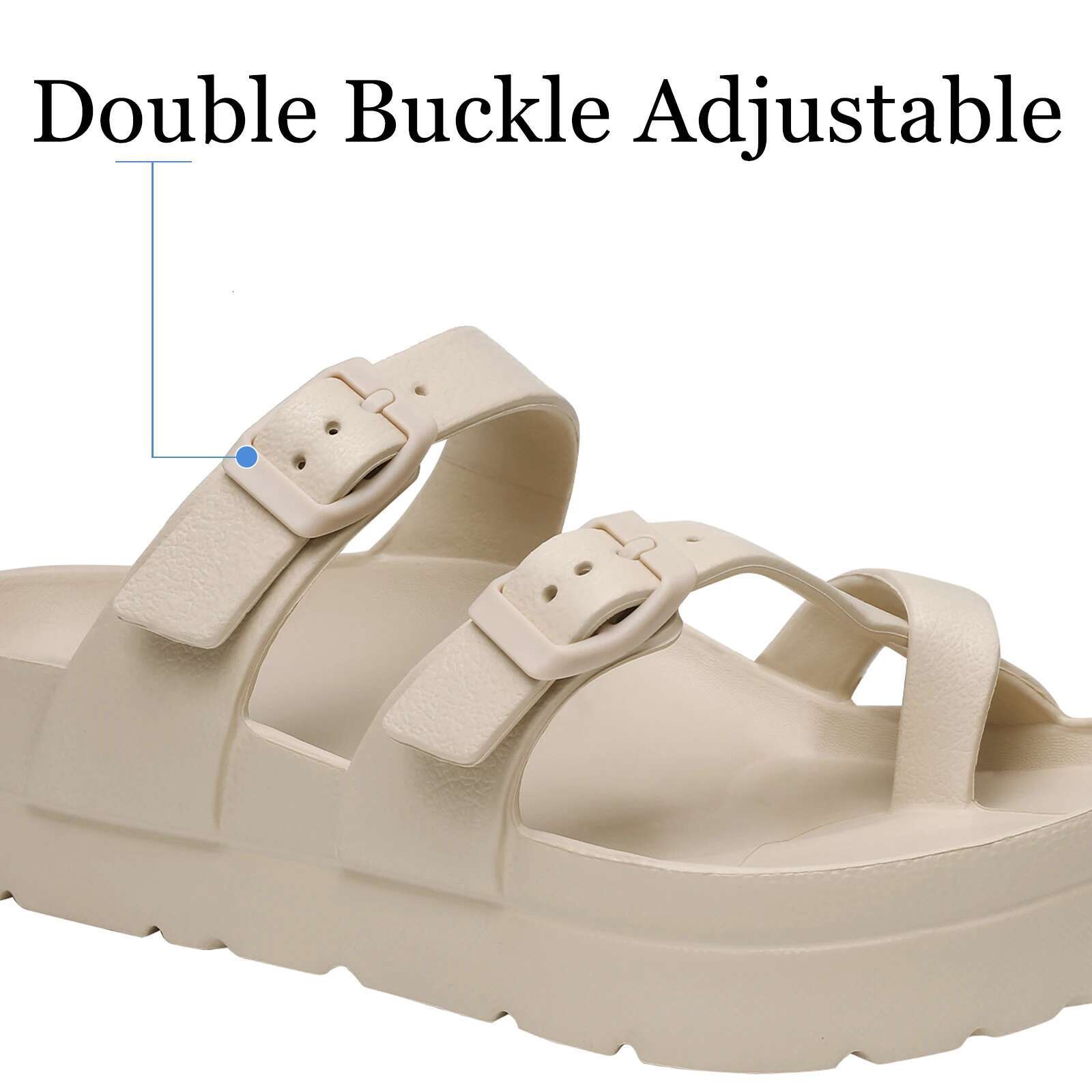 Comwarm New Women Platform Arch Support Comfort Slides Thick Soles Flat Sandals With Adjustable Buckle And Ultra Cushion