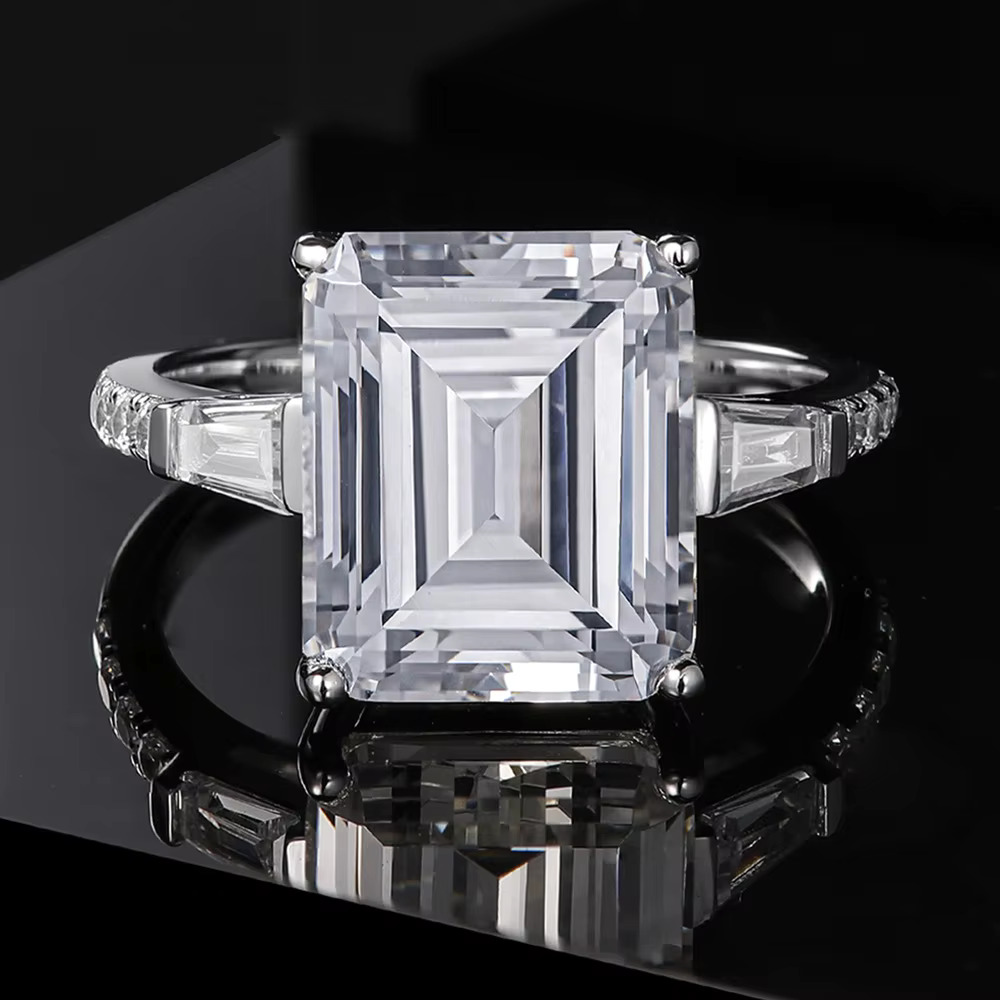 Iced Out Hip Hop Ring in 925 Sterling Silver and Round and Baguette Cut Moissanite Vvs Clarity Diamonds for Men Women