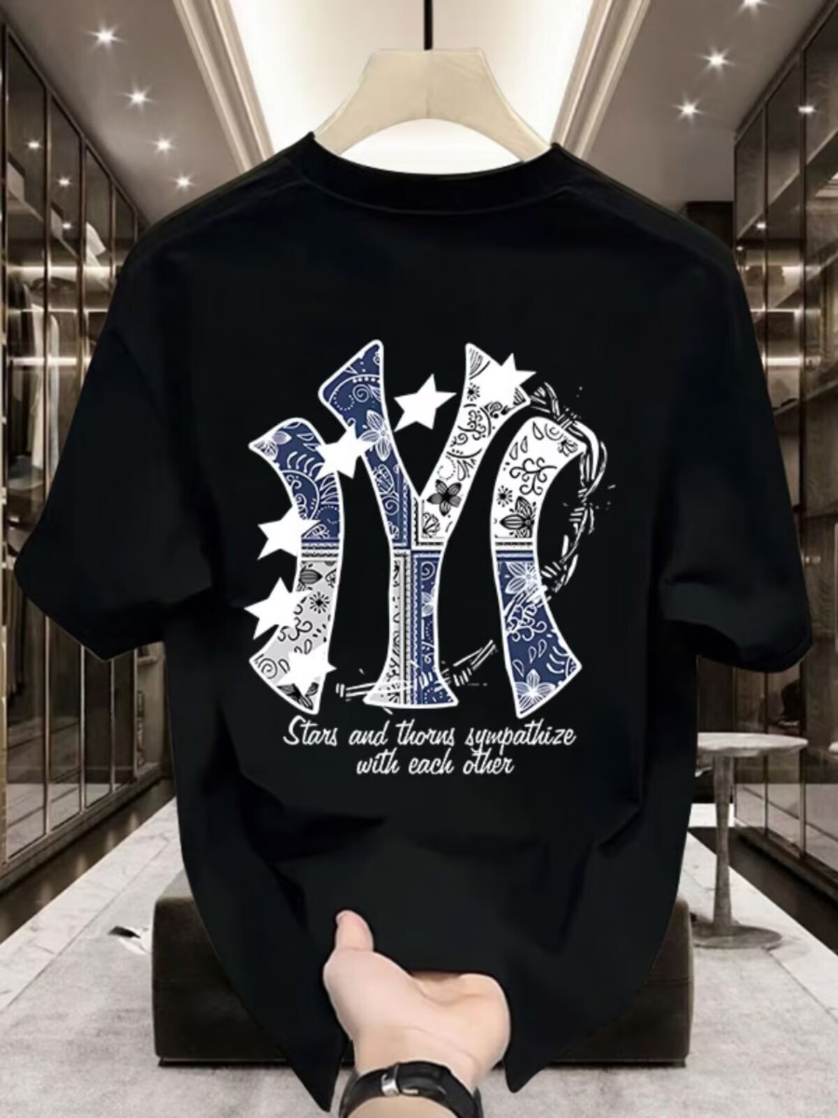 Designer T-shirt 230g Thick Cotton Summer Short Sleeved Men's Printed Trendy Top Pure Cotton Brand Men's Outdoor Casual Breathable Loose
