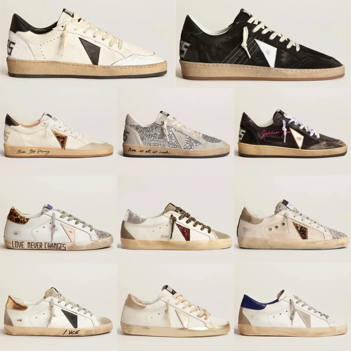 GOLDEN Designer Shoes super-star Casual Sneakers Ball Star Distress Dirty Shoes Graffiti Sole Woman and Mens Retro Do Old Trainers Black Suede Shoe Flat Tennis
