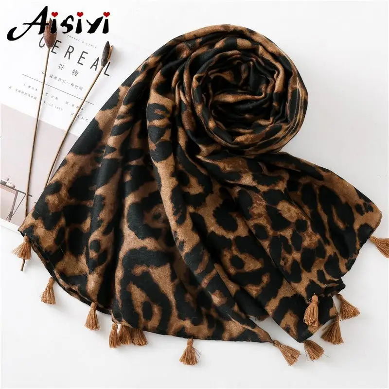 Womens leopard print scarf 180 * 100cm Foulard Womens leopard print thin warm shawl Winter cashmere scarf with good texture 250314