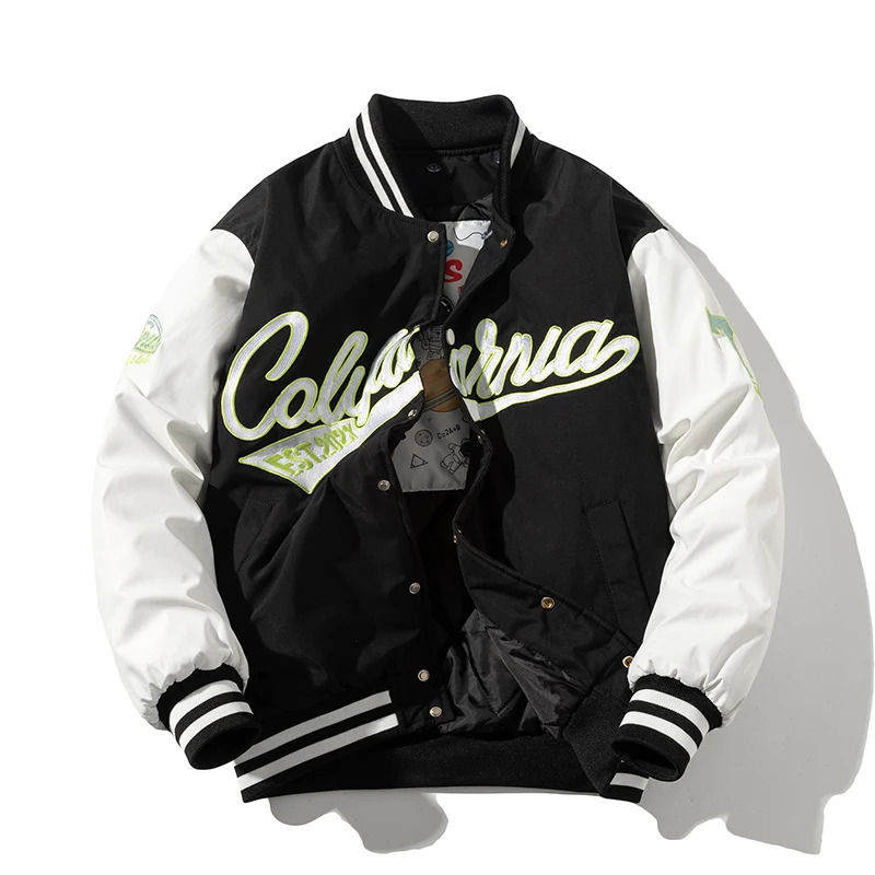 Winter school team jacket mens ed letter hiphop baseball retro fashion streetwear hooded clothing 250313