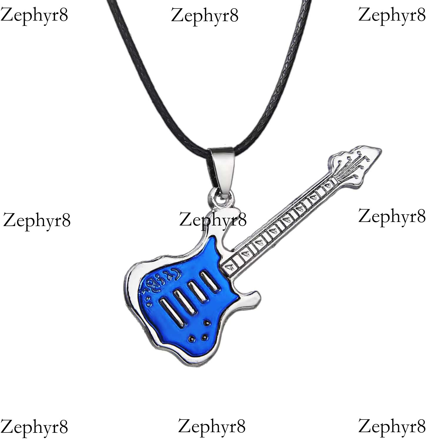 2025 New model Fashion 316L Stainless Steel Guitar for Men Punk Sier Instrument Pendant Leather Chain Necklace Trendy Rock Jewelry