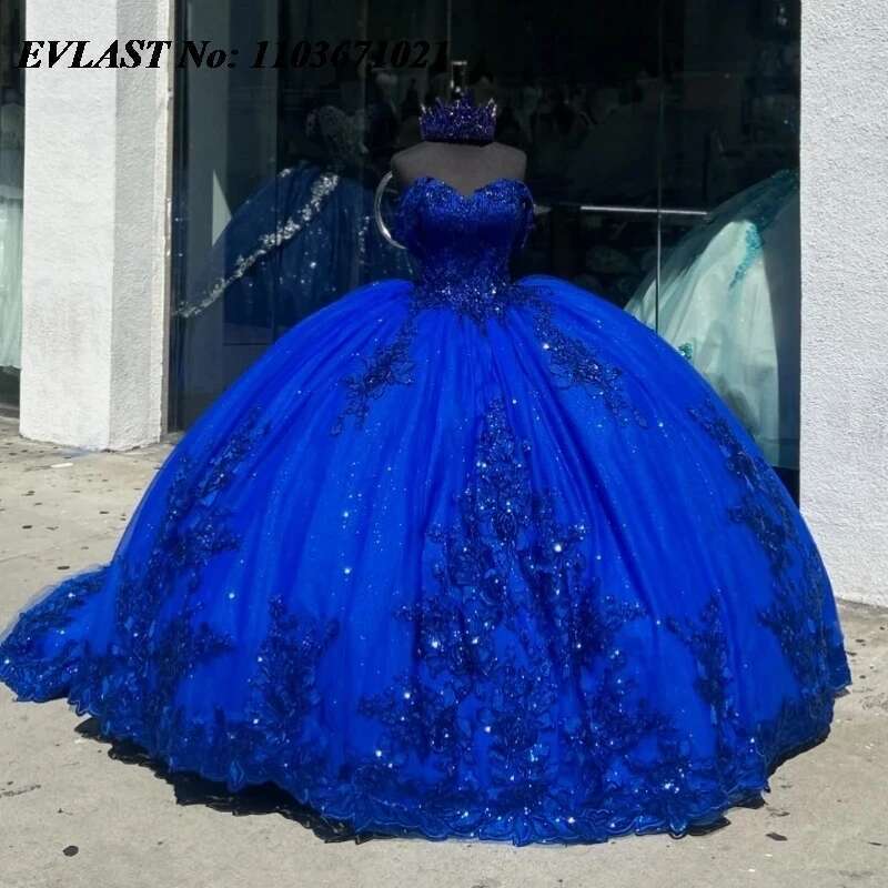 2025 custom royal blue crystal fringed prom quinceanera dress sequins appliques sweet 16 dresses 15 years