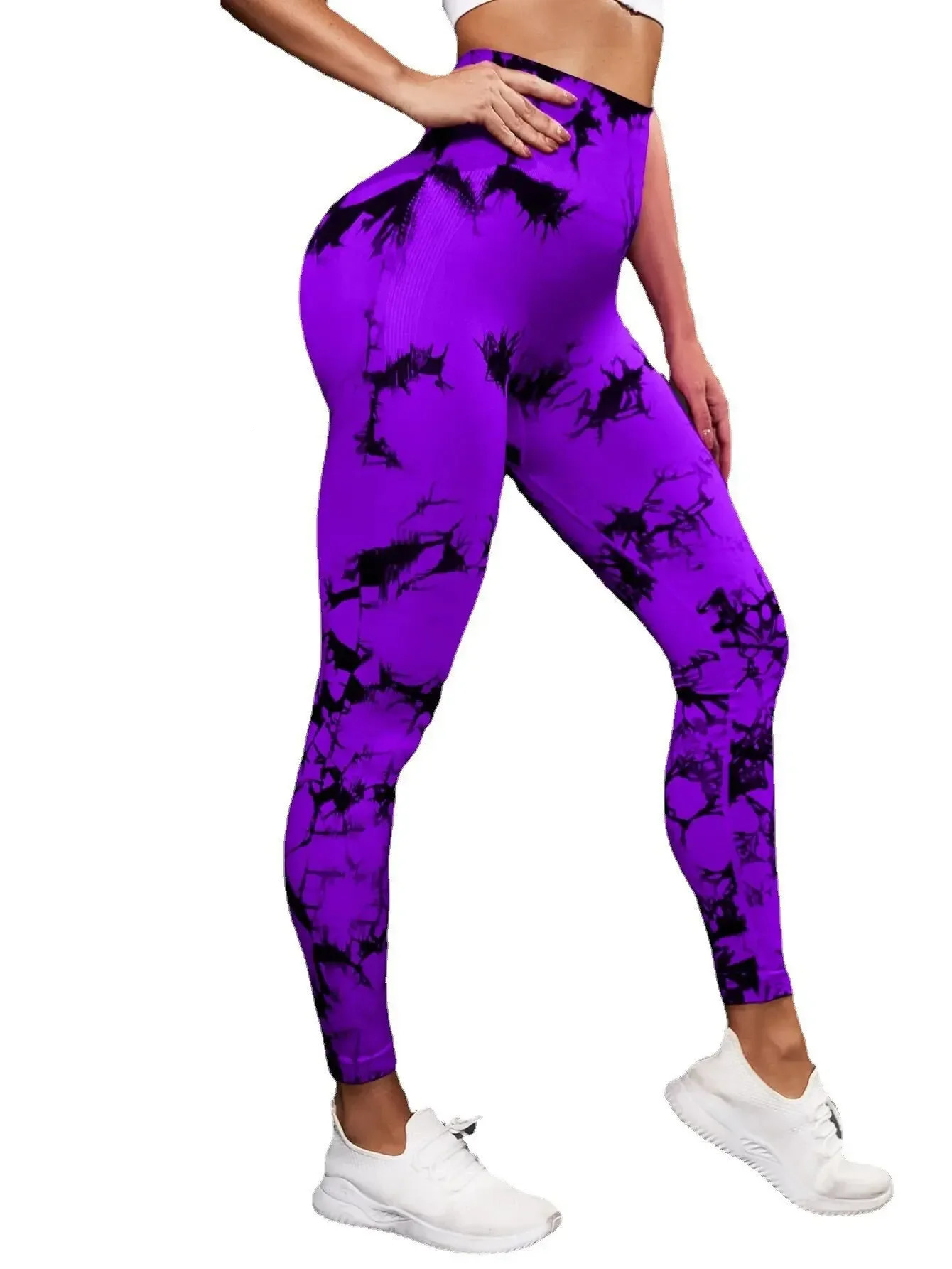 Tie Dye Yoga Pants Sport Leggings Women Seamless High Waist Push Up Woman Tights Fitness Workout Leggins Gym Clothing 250314