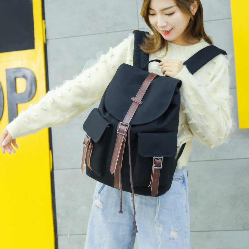 Wind leisure bag, canvas Japanese and Korean versions, trendy college style, travel female student backpack, minimalist design backpack
