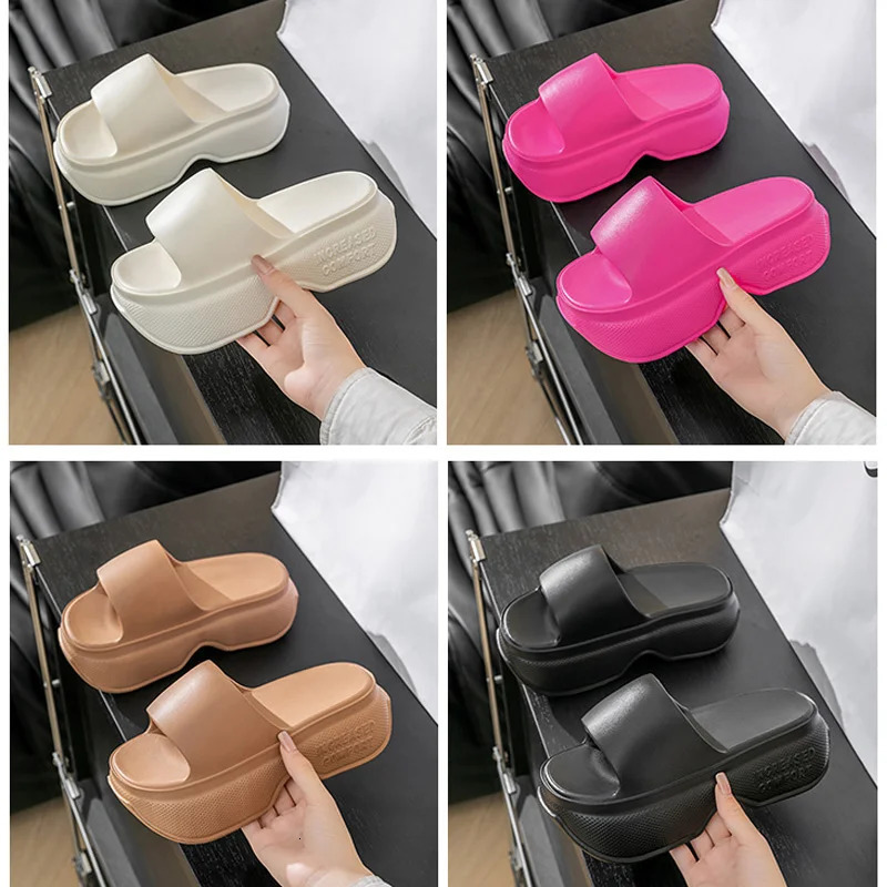 6cm Chunky Platform Wedges Sandals Women Summer Waterproof Thick Sole Beach Slides Slippers Woman Soft Eva Slippers Flip-Flops250314bj