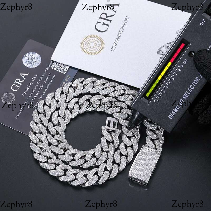 2025 model 8-20mm Moissanite Cuban k Chains Man S For Men Hip Hop Jewelry Sier Necklace Christmas Gifts 2024 New Arrival