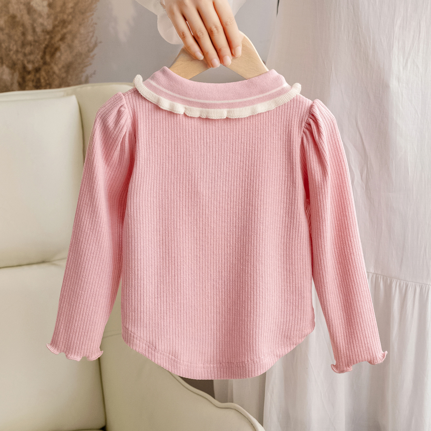Ddmyshoesvip Girl T Shirt Long Sleeved Cotton Spring And Children S Base Shirt Little Girl S Stylish Autumn Set Doll Collar Top Trendy
