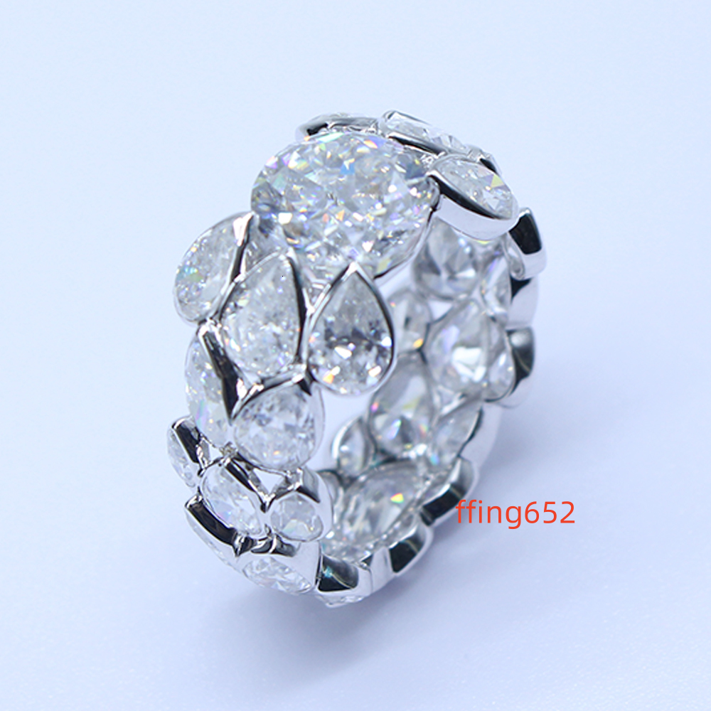 Unique Style Pear Cut Hip-hop Ring Ice Out Jewelry Custom Design Pear halo Ring Moissanite Sterling 925 Silver Rings for Men