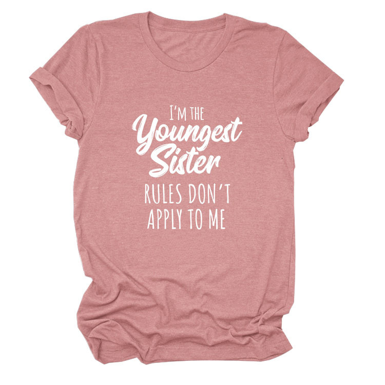 Letter Print I'm The Youthful Sister Fashion Short Sleeved T-Shirt