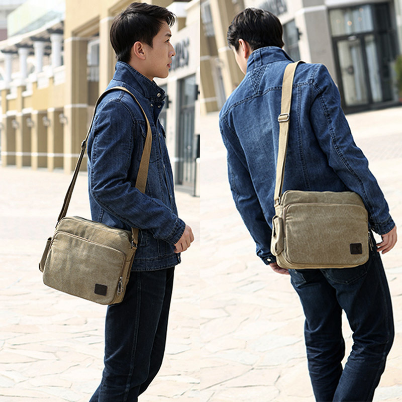 Fashionable and trendy canvas backpack multifunctional single men's leisure large capacity crossbody, multi compartment shoulder designer