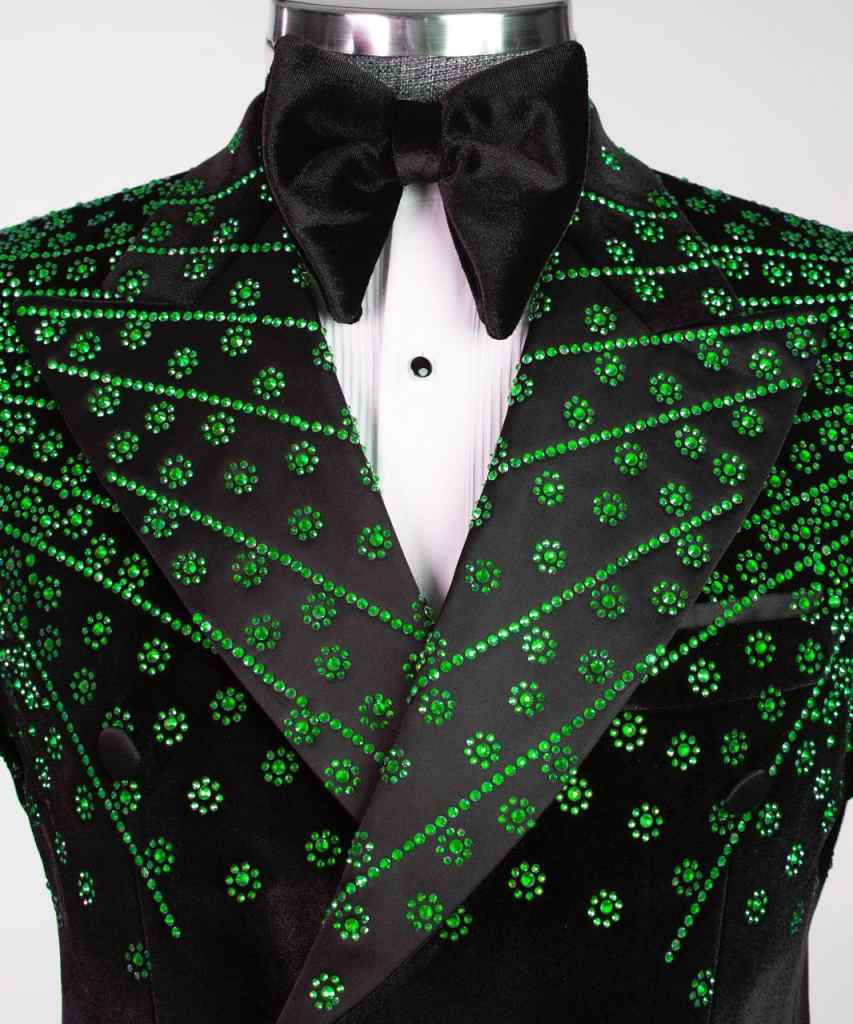 Exquisite Wedding Tuxedos Green Beaded Men Suit Peaked Lapel 1 Piece Set Jacket Party Groom Business Blazers Customized