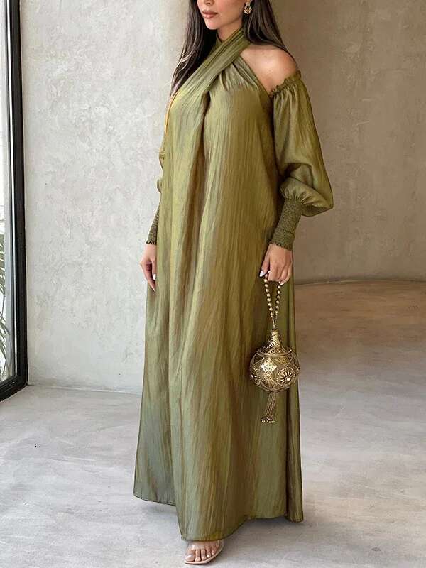 Modigirl Elegant Evening Party Dress For Women Clothing 2025 Spring Summer Puff Sleeves H-E Loose Plus Size Maxi Dresses 3Xl
