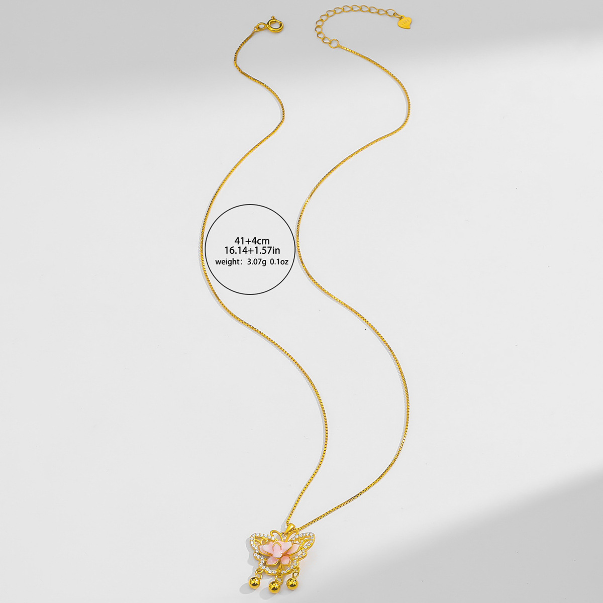 S925 Silver Necklace Female Network Red Butterfly New Chinese Niche Pink Fashion New Design Sense Pendant Lotus Necklace