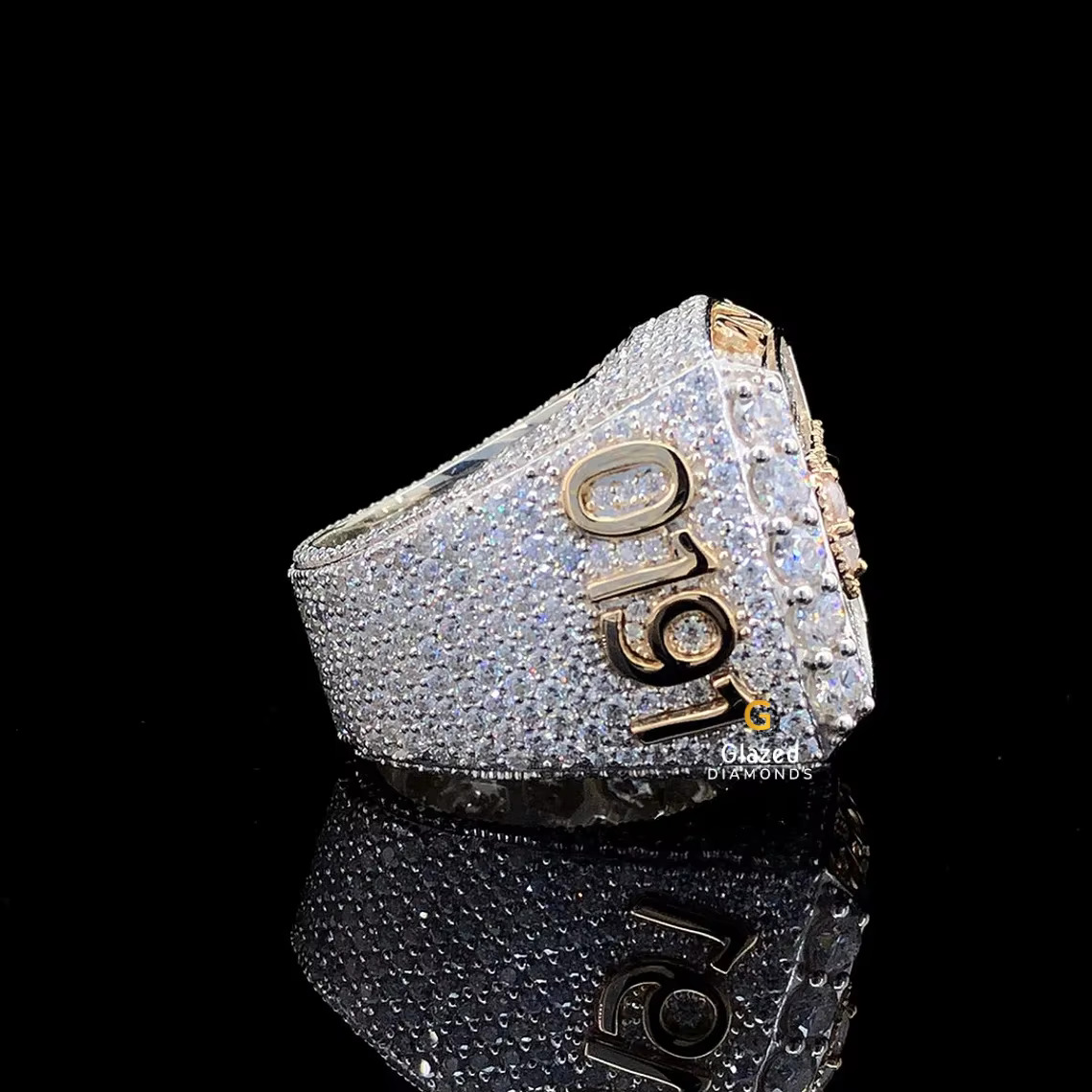 This Hip Hop Ring Is Made of 14KT Solid Gold and Original Moissanite Diamonds That Sparkle Beautifully Enhanced With VVS Clarity