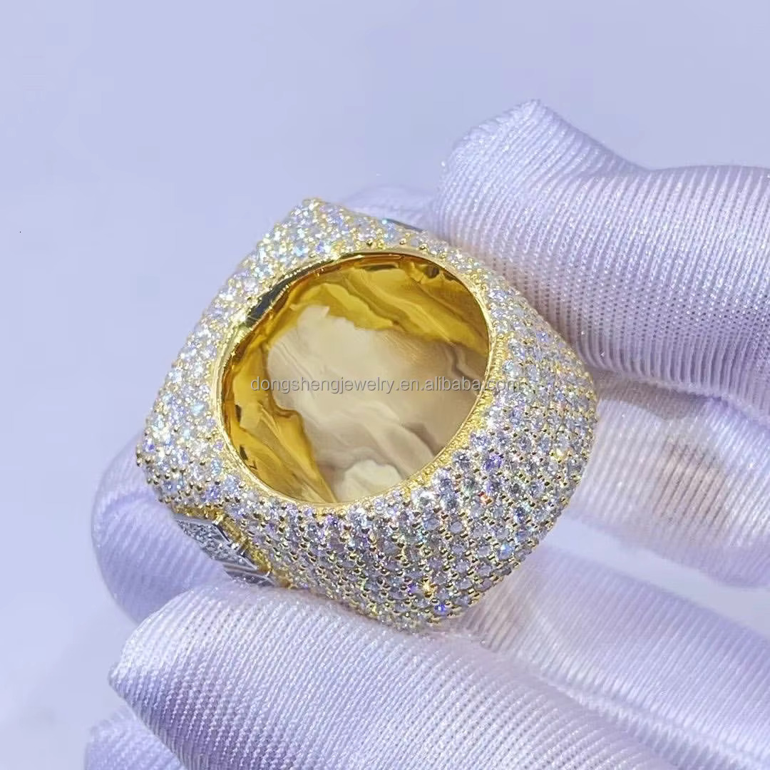 Custom High Quality Hip Hop Ring 925 Silver Diamond Ring Bling Iced Out VVS Moissanite Fashion Jewelry Ring for Mens