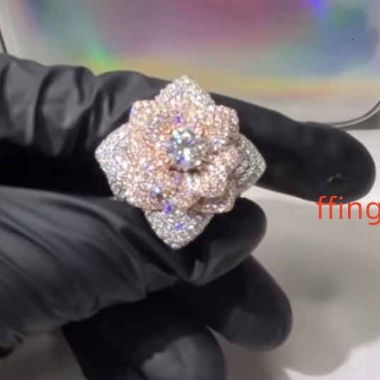 Custom Made VVS Moissanite Diamond 24K Rose Gold Plated Championship Ring for Business Use
