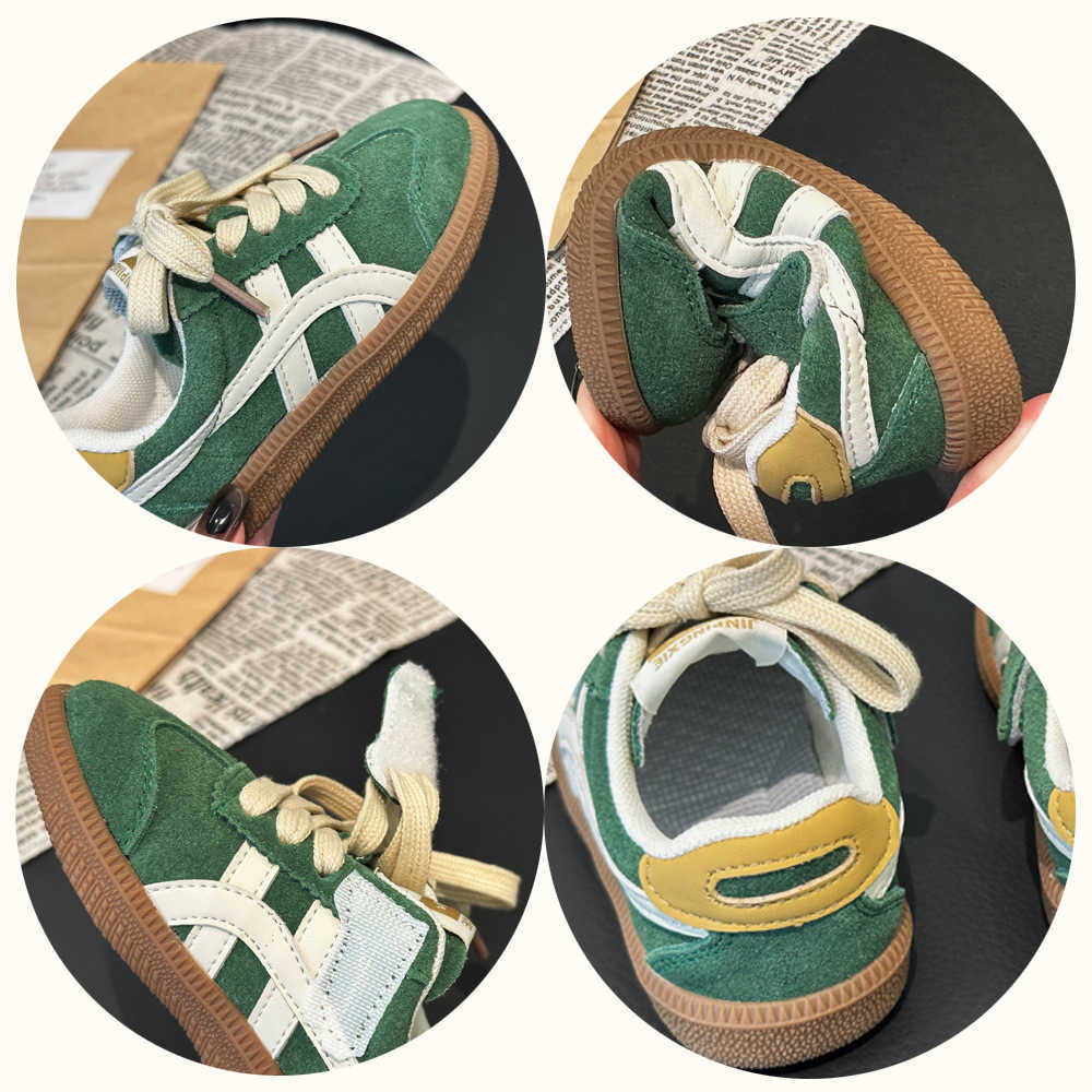 Athletic Outdoor 2025 Autumn New Childrens Training Shoes Mens and Womens Genuine Leather Board Shoes Middle and Large Childrens Casual Student SportY