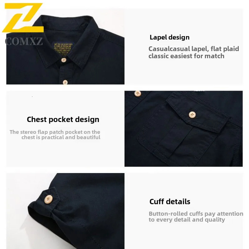 short sleeved mens summer highquality cotton comfortable breathable cargo shirt street Harajuku 250312