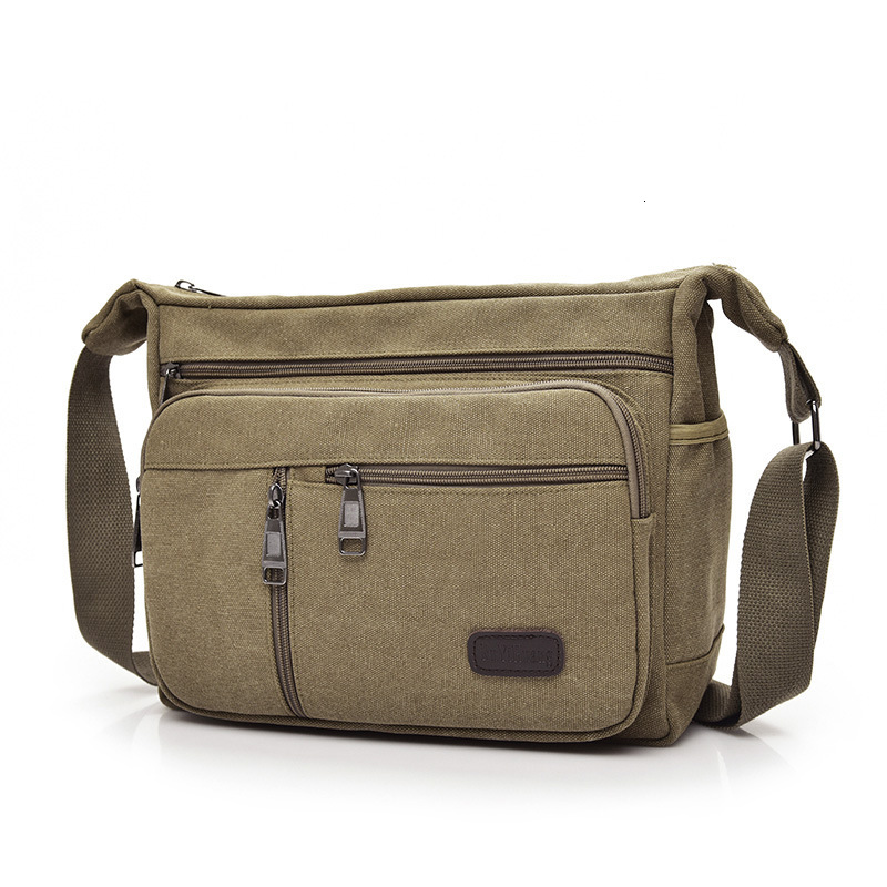 Fashionable and trendy backpack canvas shoulder with multiple compartments for leisure, large capacity men's crossbody designer