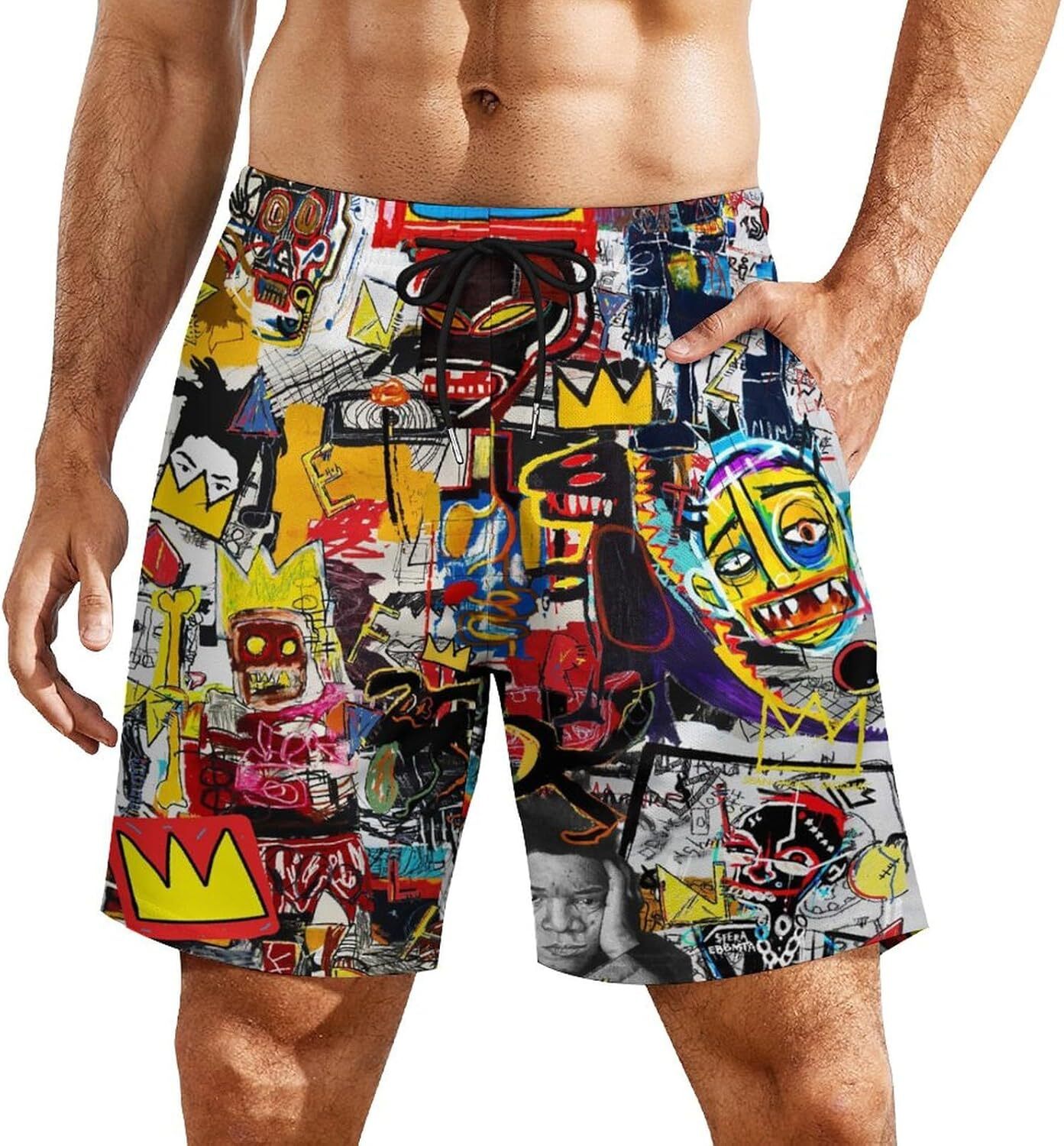 Mens Swim Trunks with Compression Swimwear 3D Printed Drawstring Beach Short printing printing