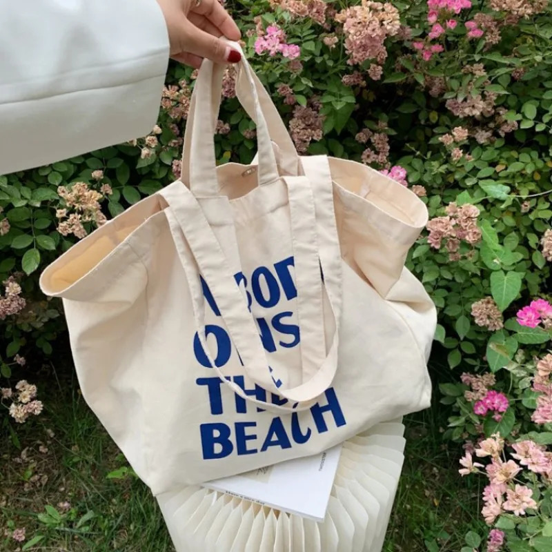Large Canvas Bag Women Shoulder Handbag Female Letters Reusable Shopping Ladies Grocery Tote Bag Eco Friendly Bags 250311