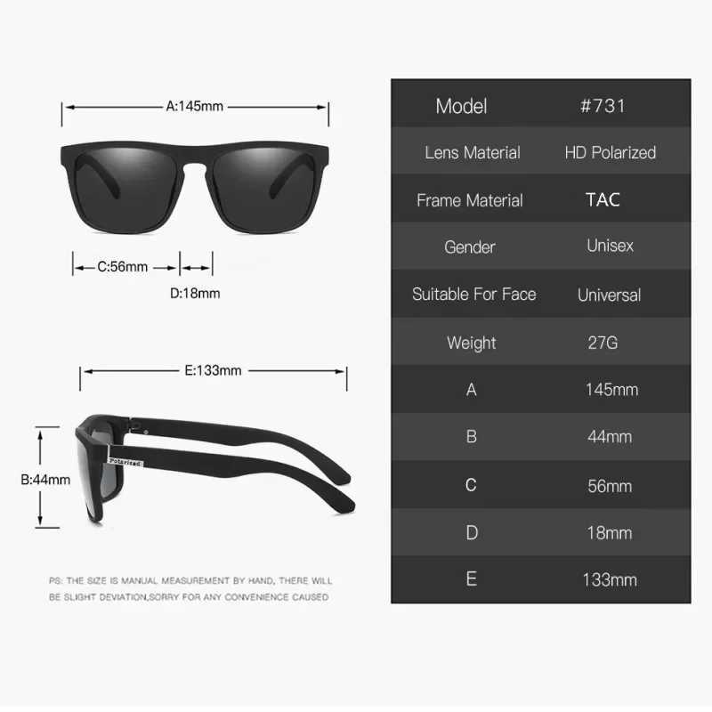 1-2PC square polarized sunglasses anti glare sunglasses used for summer parties vacation trips driving and fishing W250315