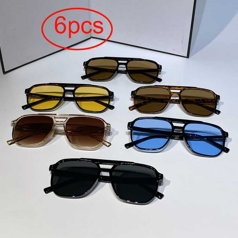 6-piece combination fashionable rivet double beam mens sunglasses leading sunglasses for cross-border driving W250315