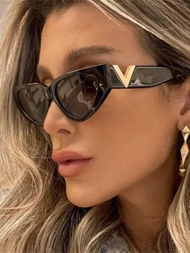 Luxury retro cat eye sunglasses for women 2023 fashion V brand designer Cateye sunglasses for women UV400 Gafas De Sol Mujer W250315
