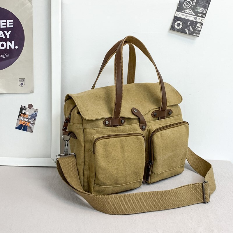 designer bag Large capacity canvas men's crossbody outdoor travel, multiple compartments, mailman bag, college trend, single shoulder handbag