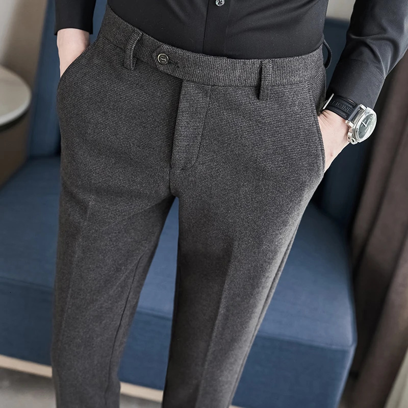 Business casual checkered mens clothing made of thick and warm wool material slim fit suitable for autumn winter 2836 250313