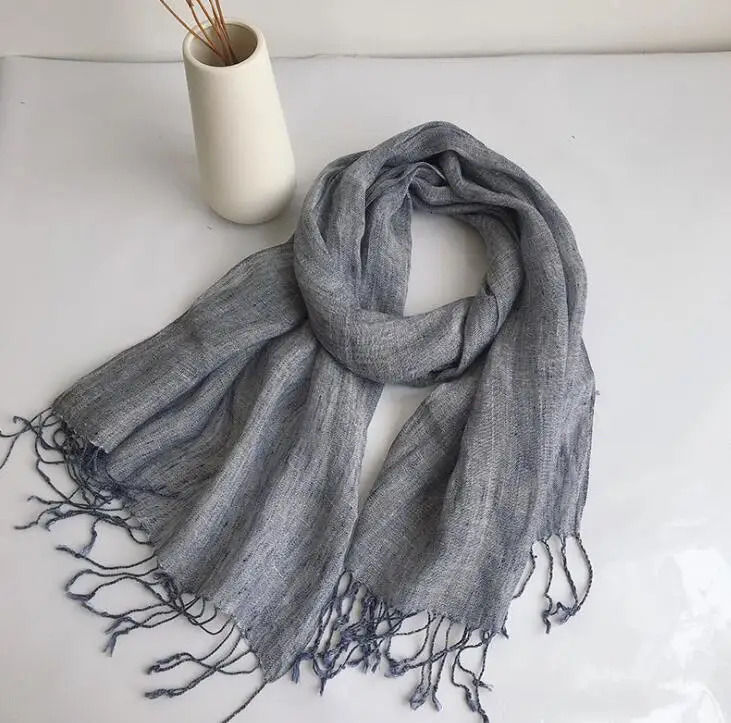 100% linen spring/summer unisex scarf Echape Muslim headscarf Foulard Shawls tie dye scarf womens/mens Sjaal scarf 250314