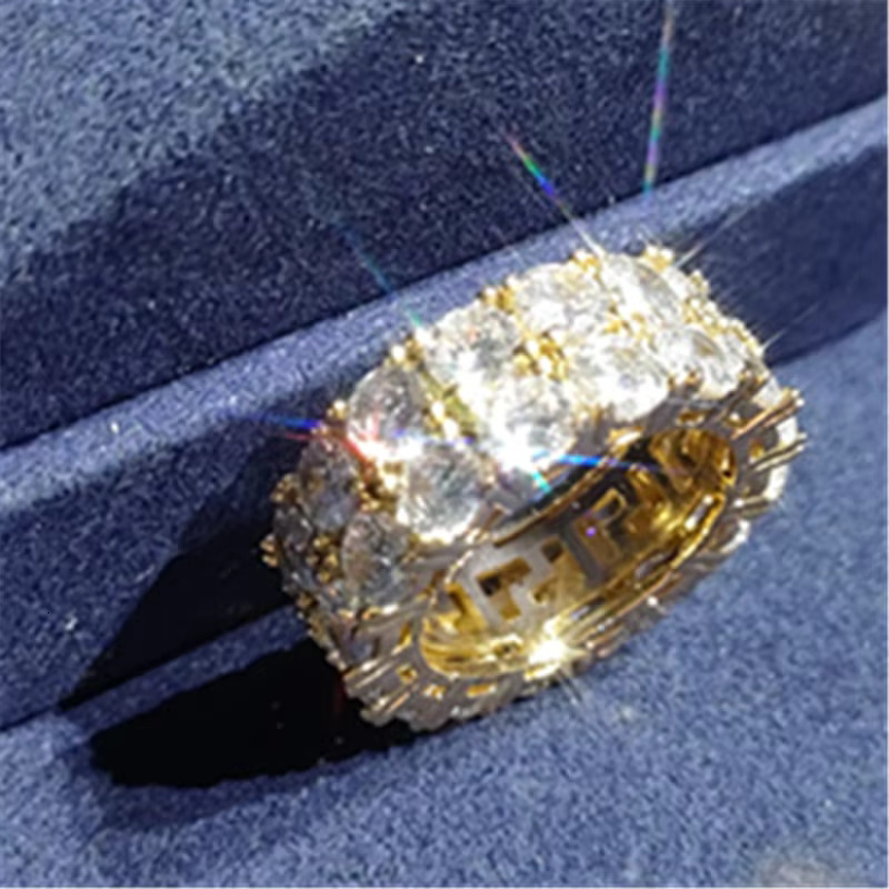 Iced Out Jewelry Hip Hop Ring Jewelry New Design Popular VVS Moissanite Iced Out Miami Cuban Link Rings for Men