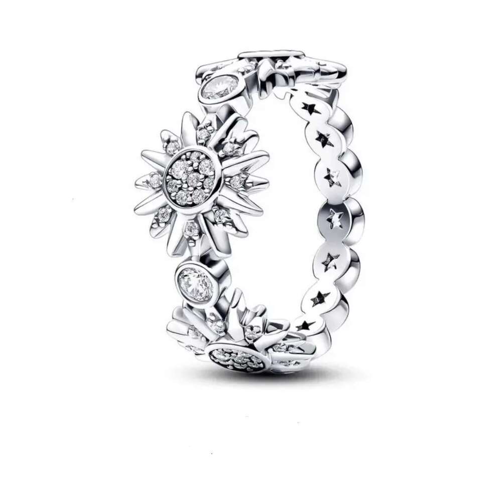 925 Sterling Silver Sweet Flower Sun Heart Cymbidium Zircon Stack Wear Ring For Valentine's Day Fine Jewelry Gift For Women