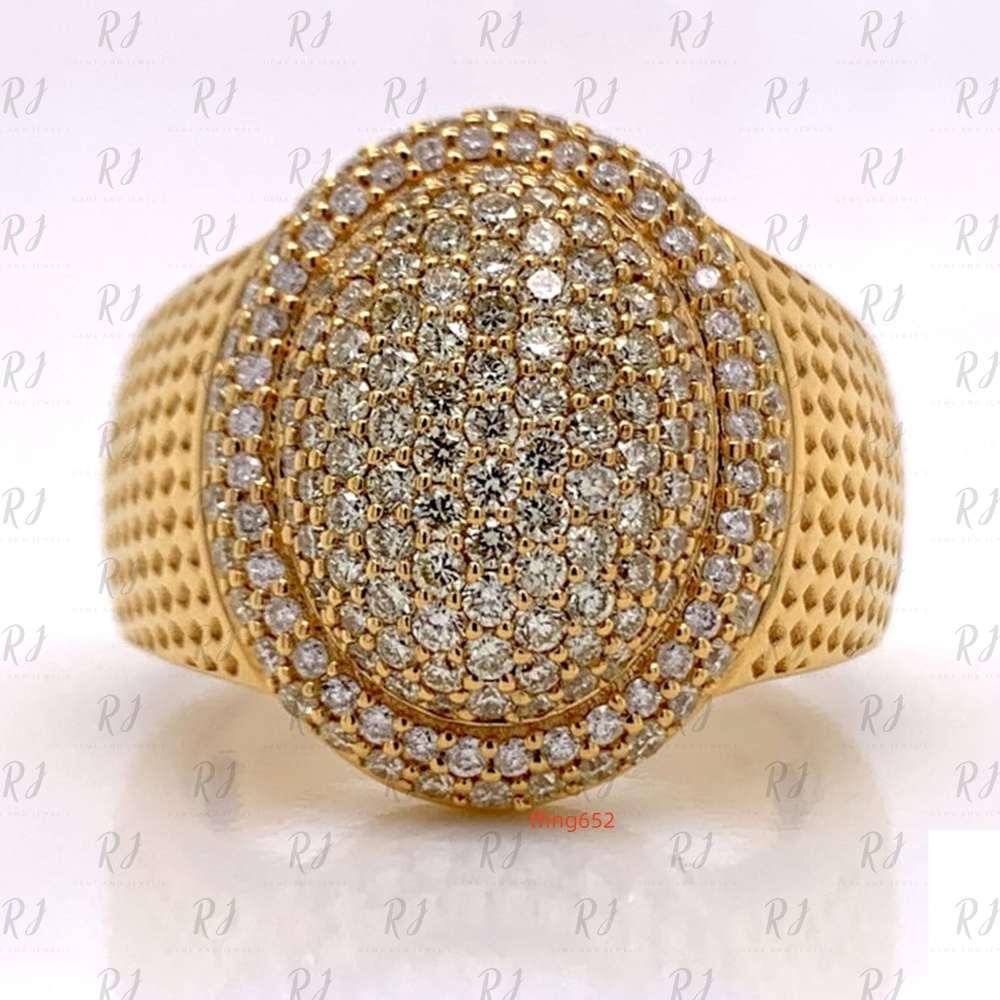 Iced Out Moissanite Diamond Ring Round Cut Diamond Hip Hop Ring at Wholesale Price 14K Gold Diamond Ring for Mens Women