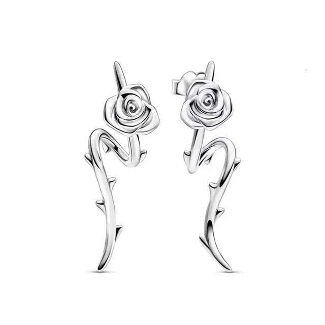 2024 New 925 Sterling Silver Mother Day Gifts White Rose In Bloom Collier Necklace Ring Stud Earrings Fit Women