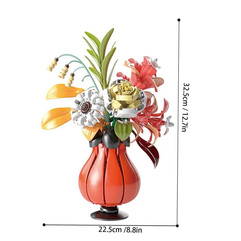Flower bouquet building toys flower and plant series building sets suitable for children and girls warm away from him to decorate gifts for mothers Y2