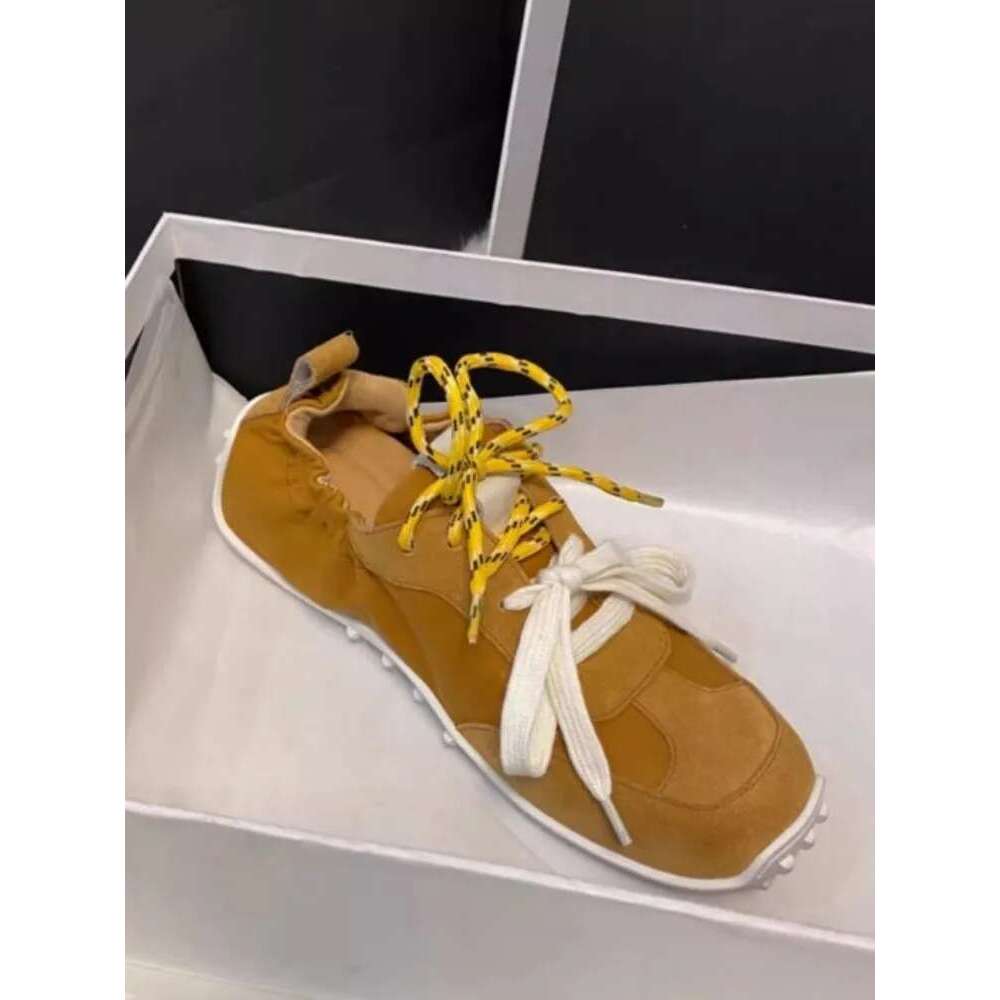 Vintage Genuine Leather Pumps New Designer Lace Up Spring Casual Low Cut Round Toe Breathable Soft Sole Walking Shoes
