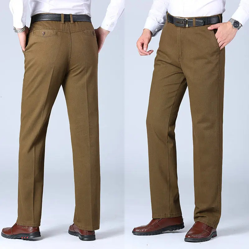 Mens Trousers Business Casual Pants Autumn Spring Dress Straight Black Suit Loose Formal 250313