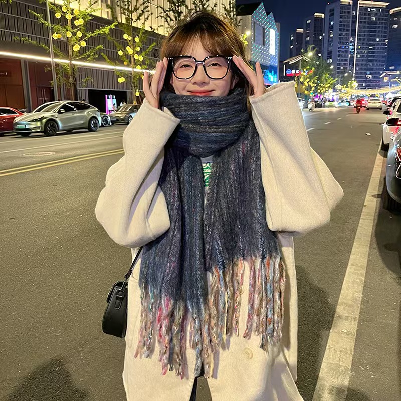 K132 zei thick ~ super beautiful fairy powder thickened and enlarged mohair scarf winter warm neck scarf 2024 new Korean version sheep