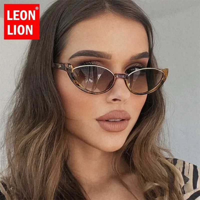 LeonLion Cat Eye Retro Sunglasses Womens Half Riml Small Frame Glasses Womens Personaty Simple Glasses Womens Gafas De Sol W250315