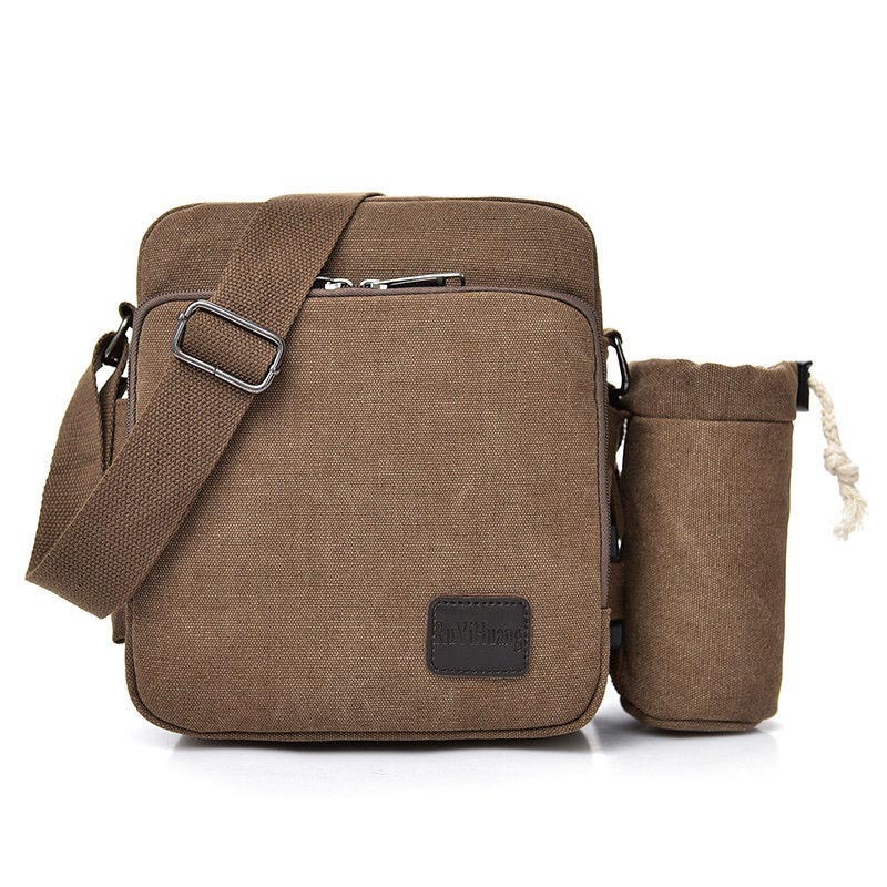 Trendy backpack workwear canvas with multiple compartments, leisure, fashionable men's one shoulder crossbody designer