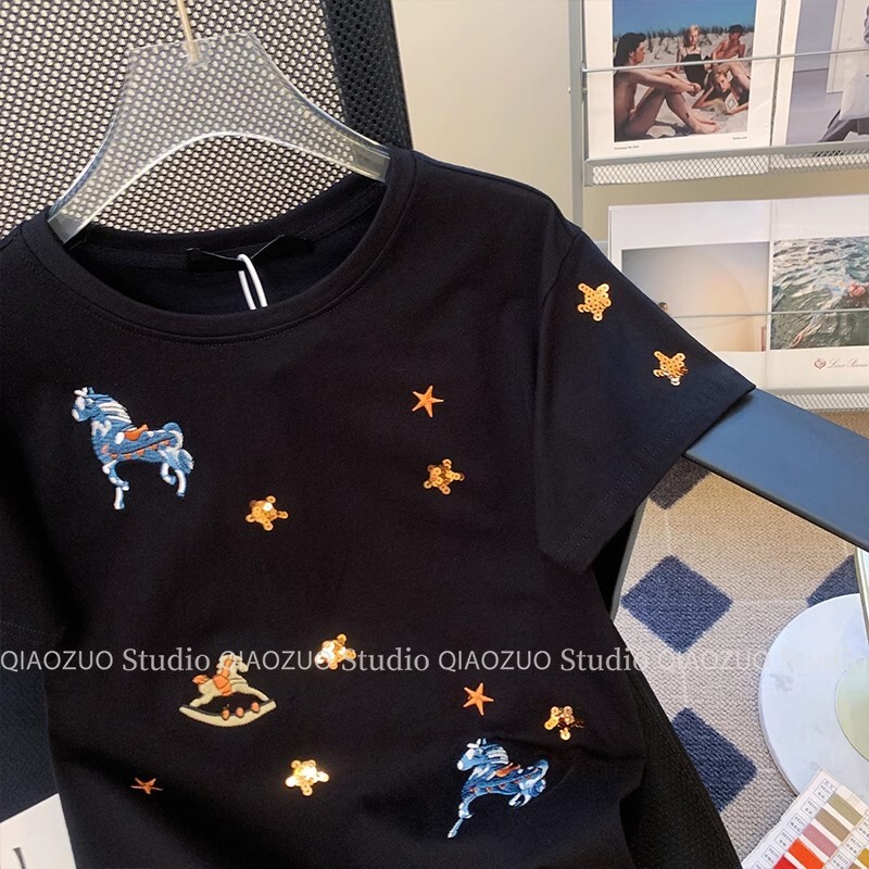 Outlets~American Style Design, Niche Short Sleeved T-Shirt, Women's Summer Chic Loose Top